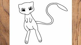 How to draw Mew from Pokemon easy