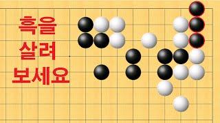 바둑 맥점 사활 - 흑을 못 살리면 만년하수에 벗어 날 수 없습니다!