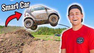 Smart Car Grinds Skateboard Rail!