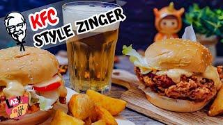 KFC Style Zinger Burger Recipe with Zinger Sauce | Spicy Crispy Chicken Burger