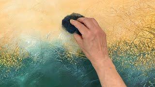  Painting trick: GOLD from aluminum foil / DEMO for beginners / Amazing! Acrylic abstract