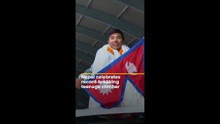 Teenage Nepali climber sets record for world’s 14 highest peaks | AJ #shorts