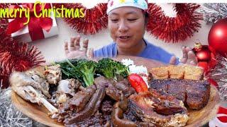 PORK FATS, INTESTINE, LOCAL CHICKEN, FISH ||CHRISTMAS FEAST||northeast naga mukbang