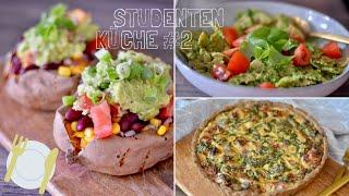 STUDENTENKÜCHE #2 | 3 leckere, gesunde Rezepte | Quiche, Pesto, Gefüllte Süßkartoffel | Charlotte K.