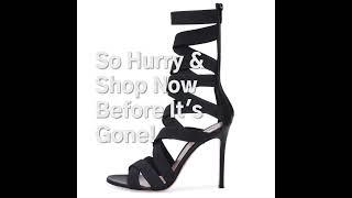 European and American Womens Black Elastic Belt Heel Sandals And Cool Boots Chengdu Fashion Wome...