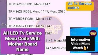 Led Lcd Tv Service Menu /Factory Code With Mother Board Name/No|All China Mother Board Service Code