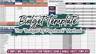 2024 DIGITAL BUDGET TEMPLATE | GOOGLE SHEETS BUDGET TEMPLATE | BUDGET BY PAYCHECK