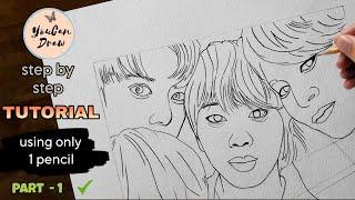 BTS Group Drawing Tutorial | BTS All Member Drawing | How to draw BTS members | YouCanDraw