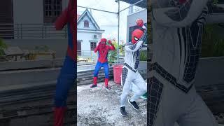 Black Spider-Man saves friend from giant monsters | Maxmin Ngw   #spiderman #shorts