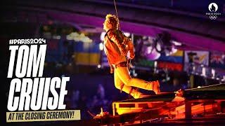 Tom Cruise abseils from the stadium roof, and rides off on a motorbike! | #Paris2024