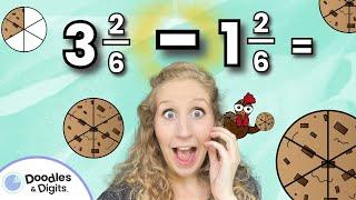 Subtracting Mixed Numbers - 3 Strategies for Kids (Number Line, Models & Equations!)