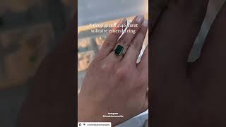 4.46ct Dark Green Natural Emerald Solitaire Engagement Ring Yellow Gold 14K gift