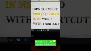 Insert Tick ( ) Symbol In Microsoft Word | Short Cut #shortvideo