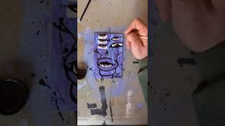 Daily Faces Challenge: Day 55/365 - Abstract Acrylic Painting on Old Canvas | Art Timelapse #shorts