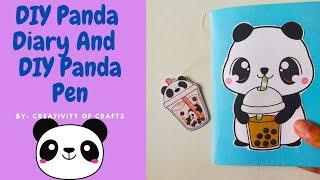 DIY Diary / Notebook | DIY Pen Decoration |Panda School Supplies |   Cute Notebook|(1 minute video)