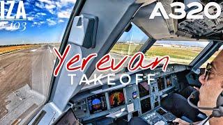 A320 EVN  Yerevan | TAKEOFF 26 | 4K Cockpit View | ATC & Crew Communications