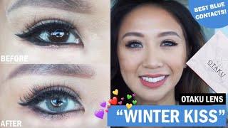 [NEW] OTAKU LENS "WINTER KISS" BEST BLUE CONTACTS ON DARK EYES