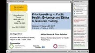 Webinar - Priority-setting in Public Health Evidence and Ethics in Decision-making?