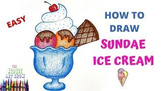 How to draw Sundae Ice Cream step by step easy. Color shading video of a Sundae Ice Cream