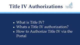 About Title IV Authorizations