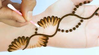 Easy Simple Mehndi design - cotton bud Mehendi design front hand - Arabic Mehndi Design 2024