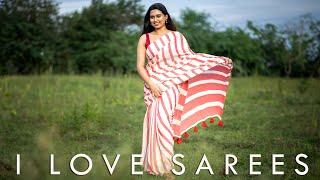 Ruby Radiance Stripe Saree | Red Cotton Saree for College - I Love Sarees #shorts