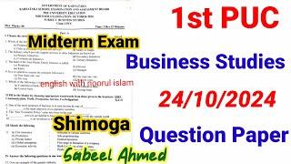 1st PUC Business Studies  Midterm Question Paper 2024 kseab