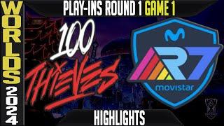 100 vs R7 Highlights Game 1 | Worlds 2024 Play Ins Round 1 | 100 Thieves vs Rainbow7 G1