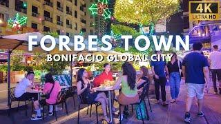 The Wealthy Neighborhood of BGC - FORBES TOWN [4K Night Walk] Manila Philippines - December 2023