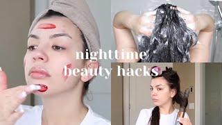 NIGHTTIME BEAUTY HACKS | Shower Routine, Hair Care, Skin Care