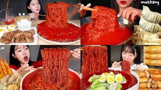 SPICY COLD NOODLES VS MUKBANGERS!pt- 4 | ASMR Compilation l LETS EAT WITH MUKBANGERS