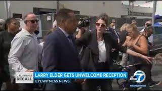 Larry Elder tours homeless encampment in Venice, but leaves due to angry crowd | ABC7