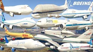 GTA V: Every Snow White Boeing Cargo Airplanes Pack Los Santos Airport Crash and Fail Compilation