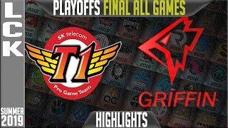 SKT vs GRF Highlights ALL GAMES | LCK Summer 2019 Playoffs Grand-Finals | SK Telecom T1 vs Griffin