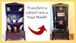 How to transform a cabinet/bookshelf into a beautiful POOJA/MANDIR under $300 #MANDIR#DIY #TRANSFORM
