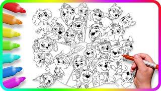 BIGGEST Coloring Pages PAW PATROL | How to draw Paw Patrol Characters. Easy Drawing Tutorial Art