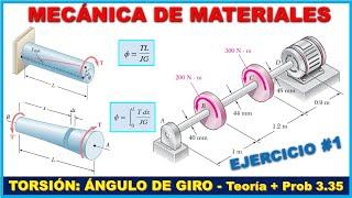 TORSIÓN: ÁNGULO DE GIRO EN EL RANGO ELÁSTICO - Teoría + Prob 3.35 BEER JOHNSTON | M. de Materiales