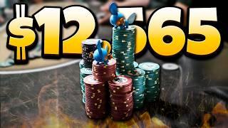 Stuck in a $12,500 POT with TOP PAIR at $5/10?! | Poker Vlog #295