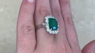 3.36ct Emerald and Diamond Halo Tomah Ring - hand video -