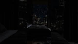 Dark Cozy Bedroom | Rain On The Windows | Skyline View #ambience #asmr #rain #cozy #sleep #relaxing