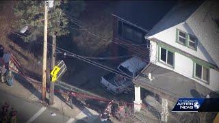 Pickup truck crashes into house in Pittsburgh's South Side Slopes neighborhood