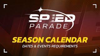 Asphalt Legends Unite SEASON CALENDAR - Speed Parade Season - Unleashed, Car Hunts & Special Events