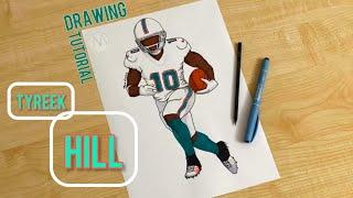 How to draw an American football player / How to draw Tyreek Hill from Miami Dolphins