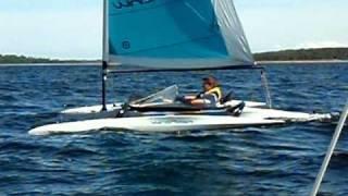 Rob sailing a Windrider 16 for the first time