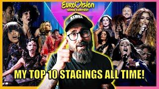 Eurovision TOP 10 Stagings ALL TIME with commentary!