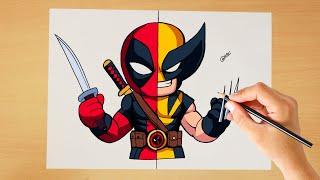 How to Draw Deadpool X Wolverine Step by step | Marvels