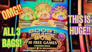  MASSIVE Triple Bag Boosted JACKPOT!!!  MAX BET on Fu Dai Lian Lian Boost!!