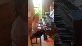 Look at her little fingers go!  #9kids #bigfamily #farmlife #farming #homesteading #piano