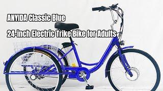 ANYIDA Classic Blue 24-inch Electric Trike Bike for Adults | Customizable E-Tricycle Manufacturer