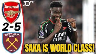 WEST HAM 2-5 ARSENAL  SAKA IS WORLD CLASS!  ODEGAARD'S 3 GAME BACK 13 GOAL